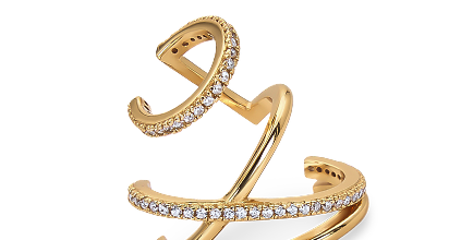 gold plated silver ear cuff with-zircons
