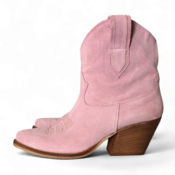 Leila Rosa Suede Cowboy/Biker boots