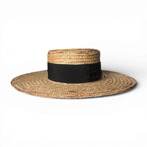 Embellished straw canotier hat