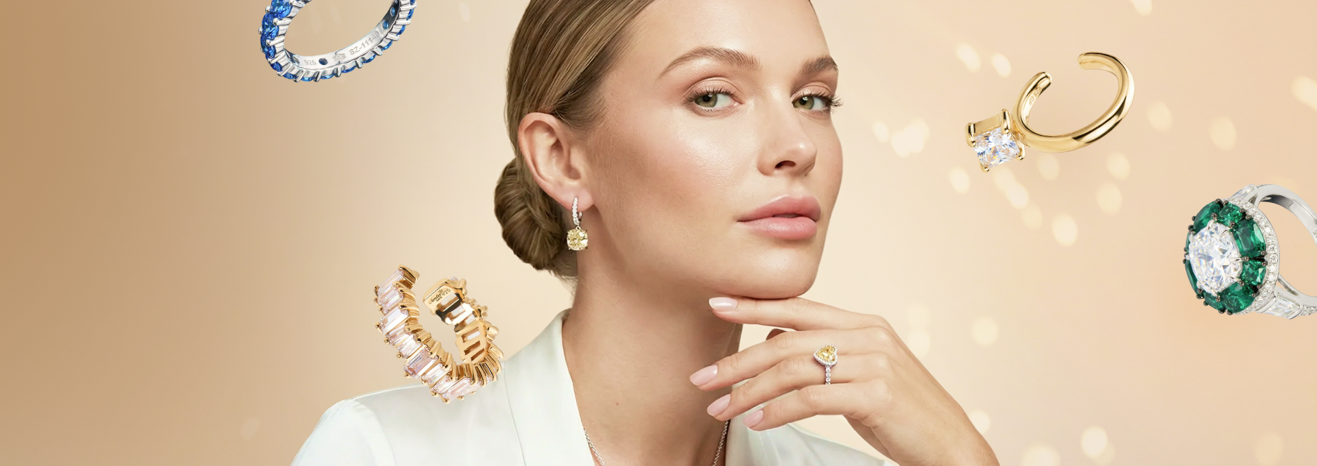 Sterling Silver Jewelry with Natural Zircons